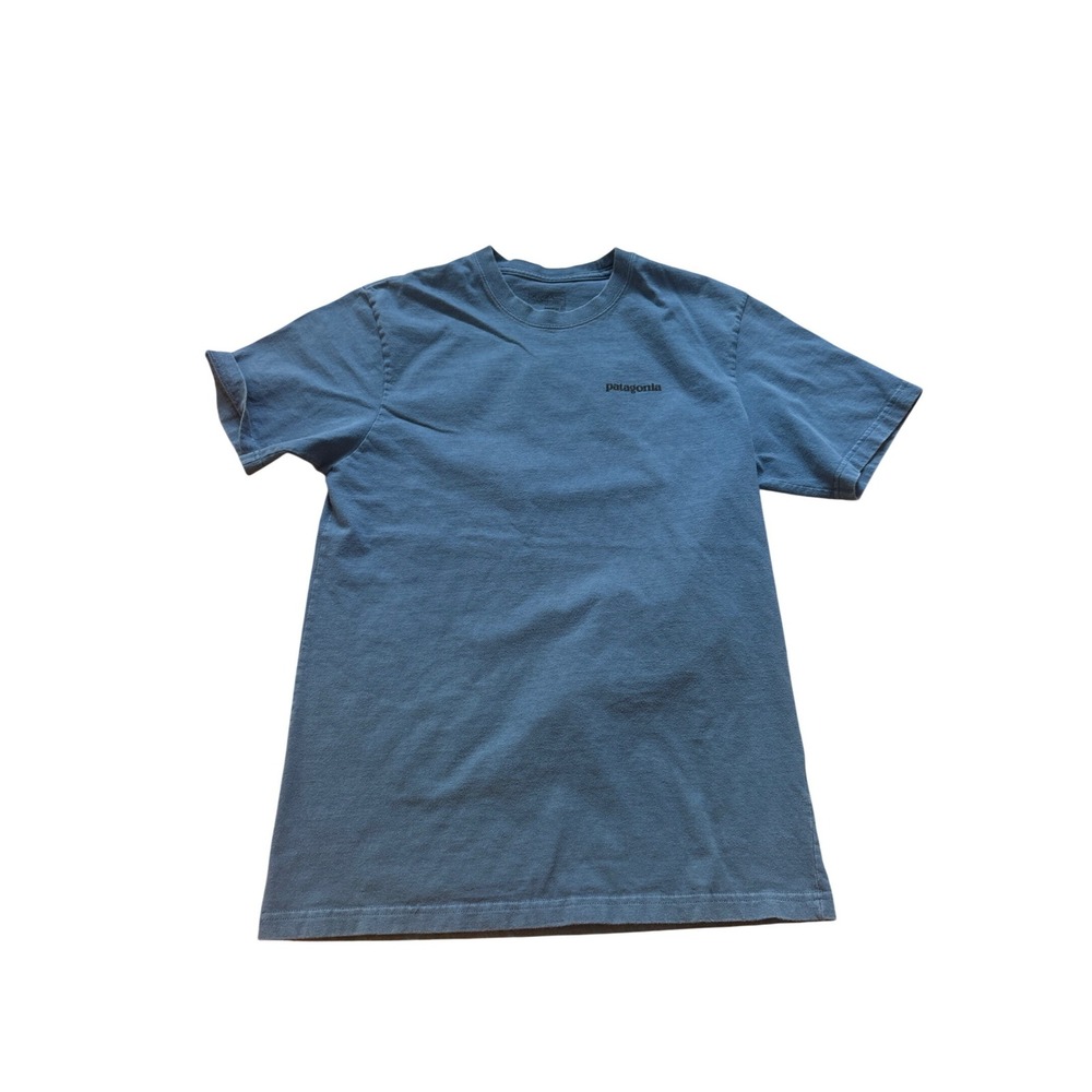 Patagonia T-Shirt Mens Blue Short‎ Sleeve P-6 Logo Graphic Regular Fit SIZE S